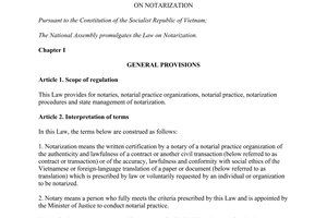 Law No. 53/2014/QH13 on notarization