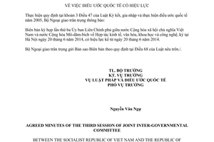 Thông báo hiệu lực Biên bản Hợp tác kinh tế văn hóa khoa học công nghệ Việt Nam và Mô-dăm-bích