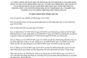 Quyết định 19/2014/QĐ-UBND điều chỉnh 21/2013/QĐ-UBND phí sử dụng lề đường bến bãi xuất nhập khẩu Lào Cai