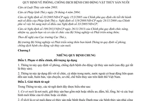 Thông tư 17/2014/TT-BNNPTNT phòng chống dịch bệnh thủy sản nuôi