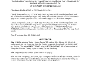 Quyết định 931/QĐ-UBND 2014 bãi bỏ nội dung không thu thuế hoạt động đào tạo liên kết An Giang