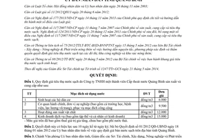 Quyết định 07/2014/QĐ-UBND giá tiêu thụ nước sạch Công ty Cấp thoát nước Quảng Bình