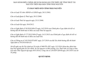 Quyết định 18/2014/QĐ-UBND điều chỉnh bảng giá tối thiểu tính thuế tài nguyên Thái Nguyên