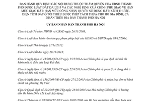 Quyết định 22/2014/QĐ-UBND hạn mức giao đất công nhận quyền sử dụng đất tối thiểu tách thửa Hà Nội