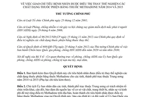 Quyết định 1008/QĐ-TTg 2014 giao chỉ tiêu bệnh nhân điều trị thuốc phiện bằng Methadone 2014 2015