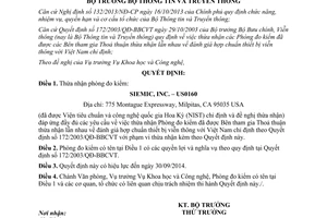 Quyết định 855/QĐ-BTTTT 2014 thừa nhận phòng đo kiểm