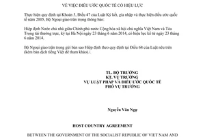 Thông báo hiệu lực Hiệp định Nước chủ nhà Việt Nam Tòa Trọng tài thường trực