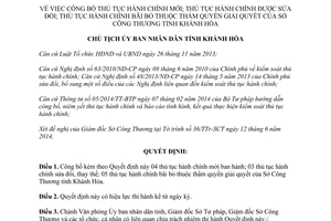 Quyết định 1565/QĐ-UBND 2014 thủ tục hành chính mới sửa đổi thay thế bãi bỏ Sở Công Thương Khánh Hòa