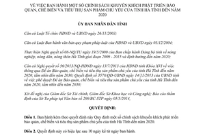 Quyết định 26/2014/QĐ-UBND khuyến khích phát triển bảo quản chế biến tiêu thụ sản phẩm Hà Tĩnh đến 2020