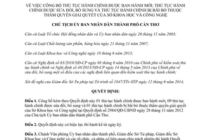 Quyết định 1675/QĐ-UBND 2014 thủ tục hành chính mới sửa đổi bãi bỏ Sở Khoa học Công nghệ Cần Thơ