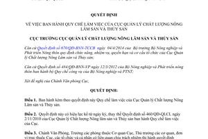 Quyết định 238/QĐ-QLCL 2014 Quy chế làm việc Cục Quản lý Chất lượng Nông Lâm Thủy sản