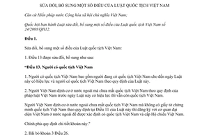 Luật Quốc tịch Việt Nam sửa đổi 2014