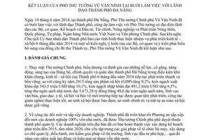 Thông báo 242/TB-VPCP 2014 buổi làm việc với lãnh đạo thành phố Đà Nẵng