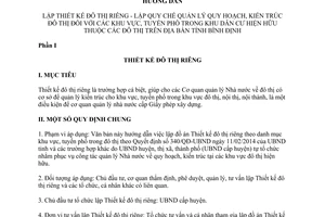 Hướng dẫn 02/HD-SXD 2014 lập thiết kế đô thị riêng quy chế quản lý quy hoạch Bình Định