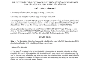 Quyết định 1037/QĐ-TTg 2014 phát triển cảng biển Việt Nam đến 2020 định hướng đến 2030