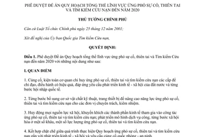 Quyết định 1041/QĐ-TTg 2014 Ứng phó sự cố thiên tai Tìm kiếm Cứu nạn đến 2020