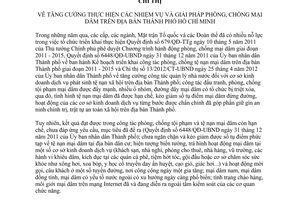 Chỉ thị 13/2014/CT-UBND tăng cường phòng chống mại dâm Hồ Chí Minh