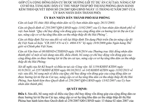 Quyết định 1330/2014/QĐ-UBND sửa đổi Quy chế huy động vốn đóng góp cộng đồng dân cư Hải Phòng