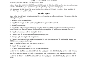 Quyết định 1740/QĐ-CT Kế hoạch thời gian 2014 2015 Mầm non Phổ thông Thường xuyên Vĩnh Phúc