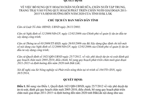 Quyết định 1372/QĐ-UBND quy hoạch chăn nuôi bò sữa chăn nuôi tập trung trang trại Đắk Lắk 2014