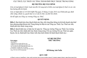 Quyết định 1474/QĐ-BTC 2014 công khai hộ kinh doanh nộp thuế khoán