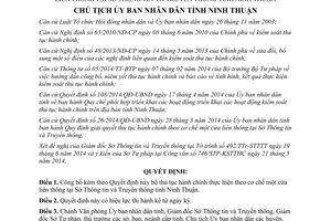 Quyết định 1320/QĐ-UBND 2014 thủ tục hành chính một cửa liên thông Sở Thông tin Truyền thông Ninh Thuận