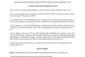 Quyết định 33/2014/QĐ-UBND tiêu chí học sinh bán trú Kom Tum