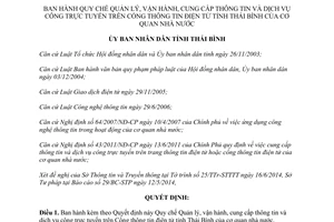 Quyết định 05/2014/QĐ-UBND Quản lý vận hành cung cấp thông tin Cổng thông tin điện tử Thái Bình
