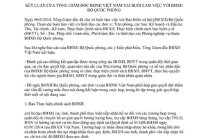 Công văn 2324/BHXH-VP 2014 kết luận Bảo hiểm xã hội Việt Nam làm việc Bảo hiểm xã hội Bộ Quốc phòng