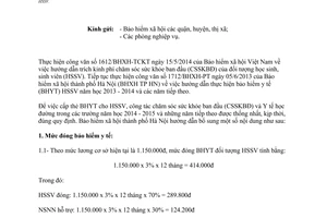 Công văn 1429/BHXH-PT-KHTC 2014 bổ sung thực hiện bảo hiểm y tế học sinh sinh viên Hà Nội