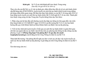 Công văn 3340/BYT-VPB1 2014 cải cách thủ tục hành chính quy trình khám chữa bệnh