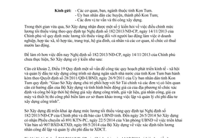 Công văn 426/SXD-QLXD 2014 mức lương tối thiểu vùng 182/2013/NĐ-CP Kon Tum