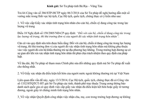 Công văn 2895/HTQTCT-HT cấp giấy xác nhận tình trạng hôn nhân công nhận việc nhận cha mẹ con