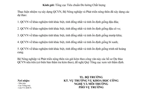 Công văn 2722/BNN-KHCN 2014 thẩm định Dự thảo Quy chuẩn Việt Nam lĩnh vực cây trồng