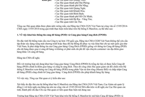 Công văn 6891/TCHQ-GSQL 2014 vướng mắc khi khai báo trên Hệ thống E.manifest