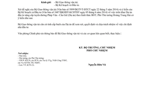 Công văn 4322/VPCP-KTN 2014 đầu tư nâng cấp đường Pháp Vân Cầu Giẽ Hợp đồng BOT