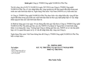 Công văn 4242/NHNN-QLNH 2014 nhập khẩu dây vàng sản xuất linh kiện điện tử