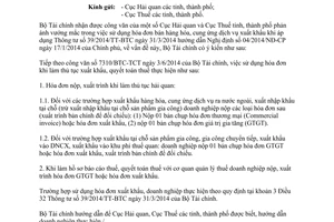 Công văn 7924/BTC-TCHQ năm 2014 sử dụng hóa đơn khi làm thủ tục xuất khẩu quyết toán thuế