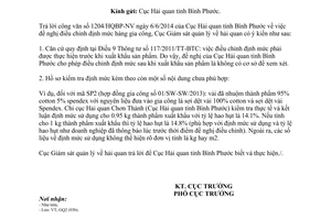 Công văn 789/GSQL-GQ2 2014 điều chỉnh định mức hàng gia công