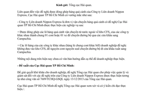 Công văn 2229/HQHCM-GSQL 2014 vướng mắc đóng ghép hàng quá cảnh