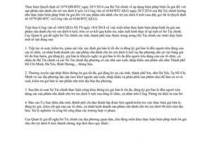 Công văn 168/CQLG-NLTS 2014 đôn đốc việc thực hiện 1079/QĐ-BTC