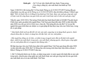 Công văn 4024/BYT-QLD 2014 thực hiện 23/2013/TT-BYT hoạt động gia công thuốc Việt Nam