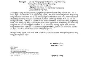 Công văn 4036/BKHĐT-HTX 2014 xây dựng kế hoạch phát triển kinh tế tập thể 2015