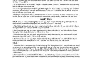 Quyết định 667/QĐ-UBND 2014 kết quả hệ thống hóa văn bản quy phạm pháp luật Tuyên Quang