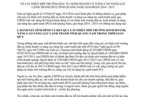 Kế hoạch 2479/KH-UBND 2014 cải thiện môi trường đầu tư kinh doanh 2014 2015 Quảng Nam