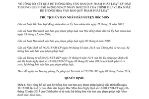 Quyết định 5124/QĐ-UBND 2014 kết quả hệ thống hóa văn bản theo 16/2013/NĐ-CP Hóc Môn Hồ Chí Minh