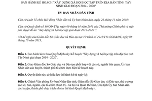 Quyết định 1490/QĐ-UBND 2014 Kế hoạch Xây dựng xã hội học tập Tây Ninh 2014 2020