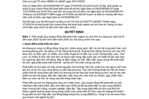 Quyết định 1008/QĐ-UBND phát triển du lịch An Giang từ 2014 đến 2020 tầm nhìn 2030