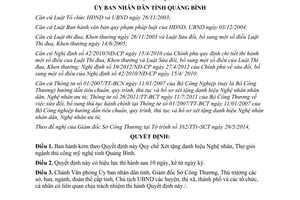 Quyết định 08/2014/QĐ-UBND Xét tặng danh hiệu Nghệ nhân Thợ giỏi thủ công mỹ nghệ Quảng Bình