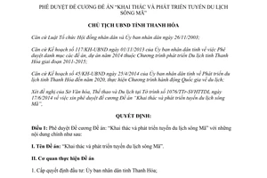 Quyết định 2056/QĐ-UBND 2014 Khai thác và phát triển tuyến du lịch sông Mã Thanh Hóa